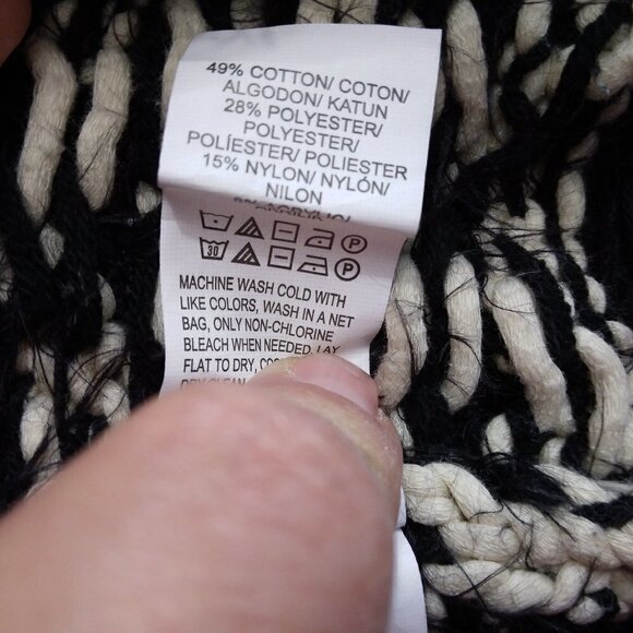 Lucky Brand | Diamond Fair Isle Cardigan Black Ivory | Size M - Picture 12 of 13